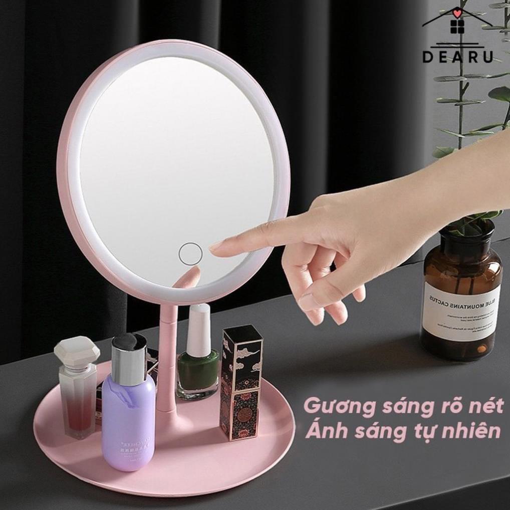 BẢO HÀNH 1 ĐỔI 1 Gương Trang Điểm Để Bàn Đèn LED Cảm Ứng 3 Chế Độ Sáng Gương Đèn LED SELFIE LIVE STREAM