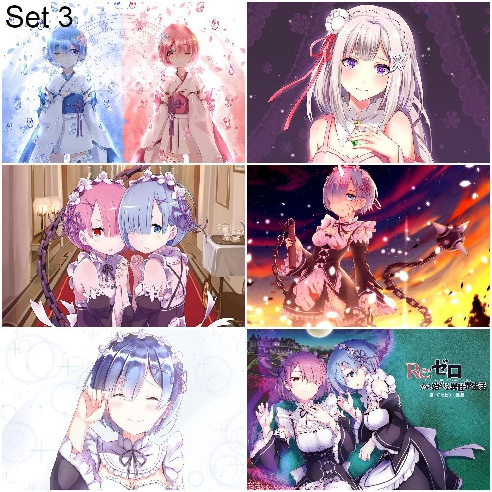 Bộ 6 Poster anime Re:Zero − Bắt đầu lại ở thế giới khác - A3,A4,A5