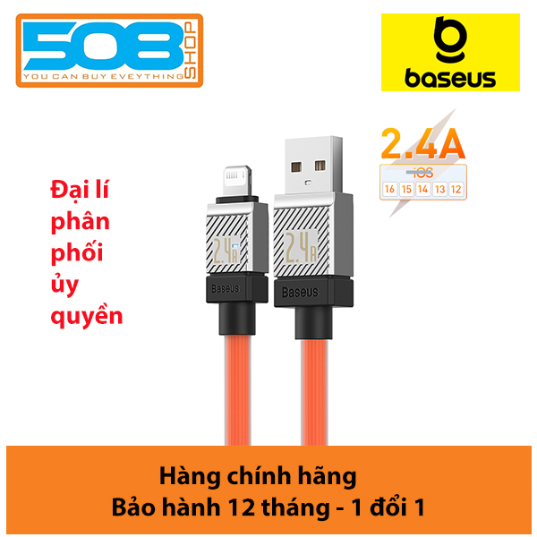 Cáp sạc nhanh, truyền dữ liệu cho Ai-phôn Ba-se-us CoolPlay Series Fast Charging Cable USB to Lai-nin 2.4A Thiết kế chắc chắn và bền bỉ và Tính năng Smart Trickle thông minh - Hàng chính hãng