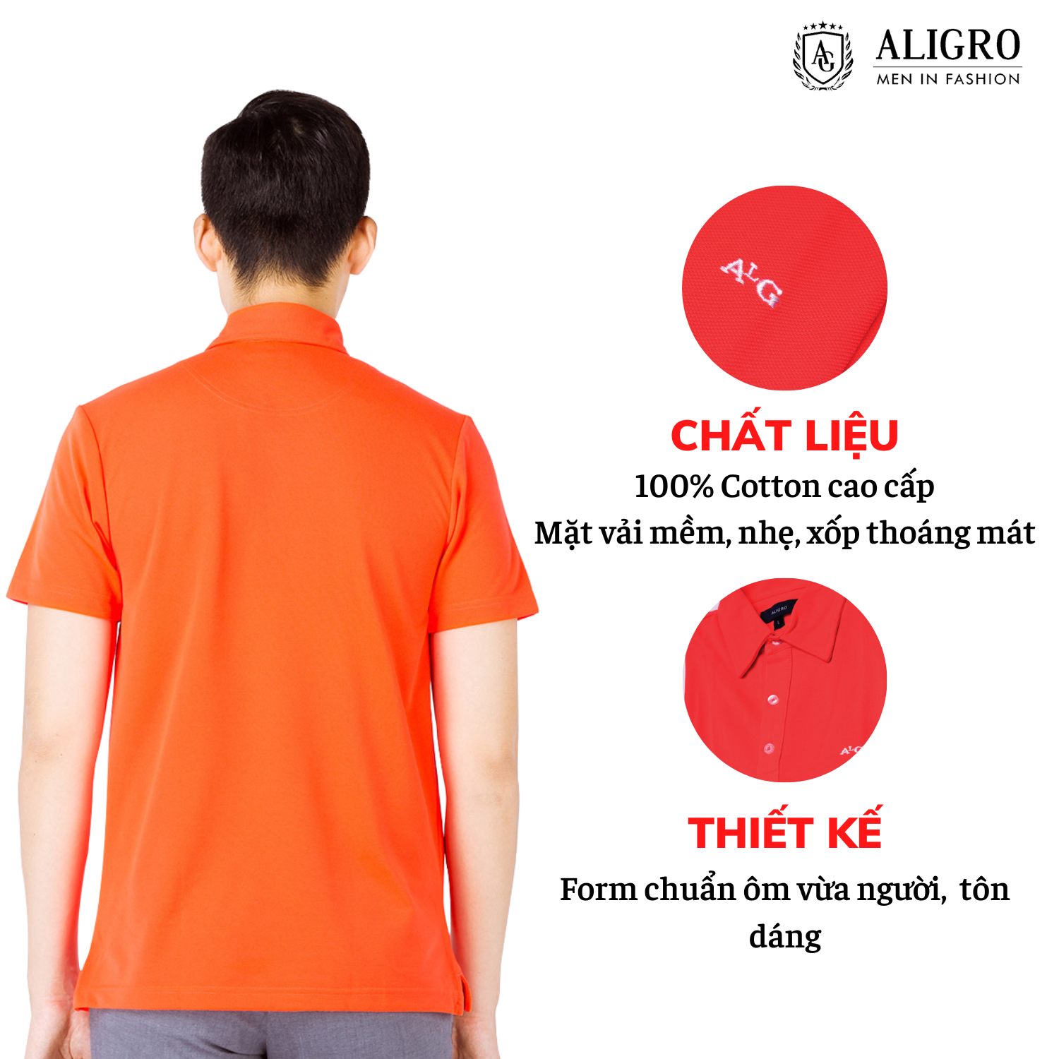 Áo polo nam ngắn tay ALIGRO vải 100% cotton mềm mịn, co giãn, thấm hút mồ hôi ALGPLO9