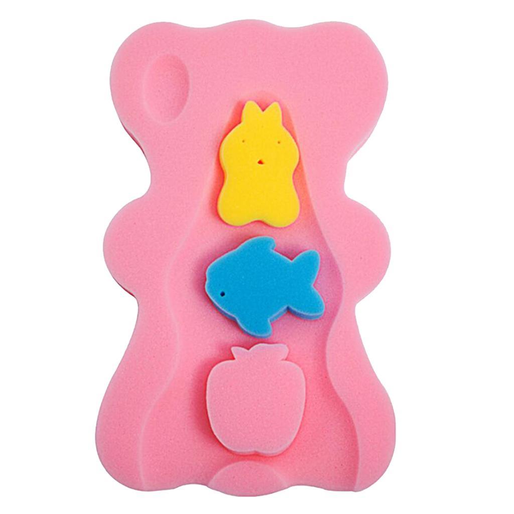 2pcs Cute Bath Sponge Infant Bath Cushion Comfy And Skid Proof Bathing Mat