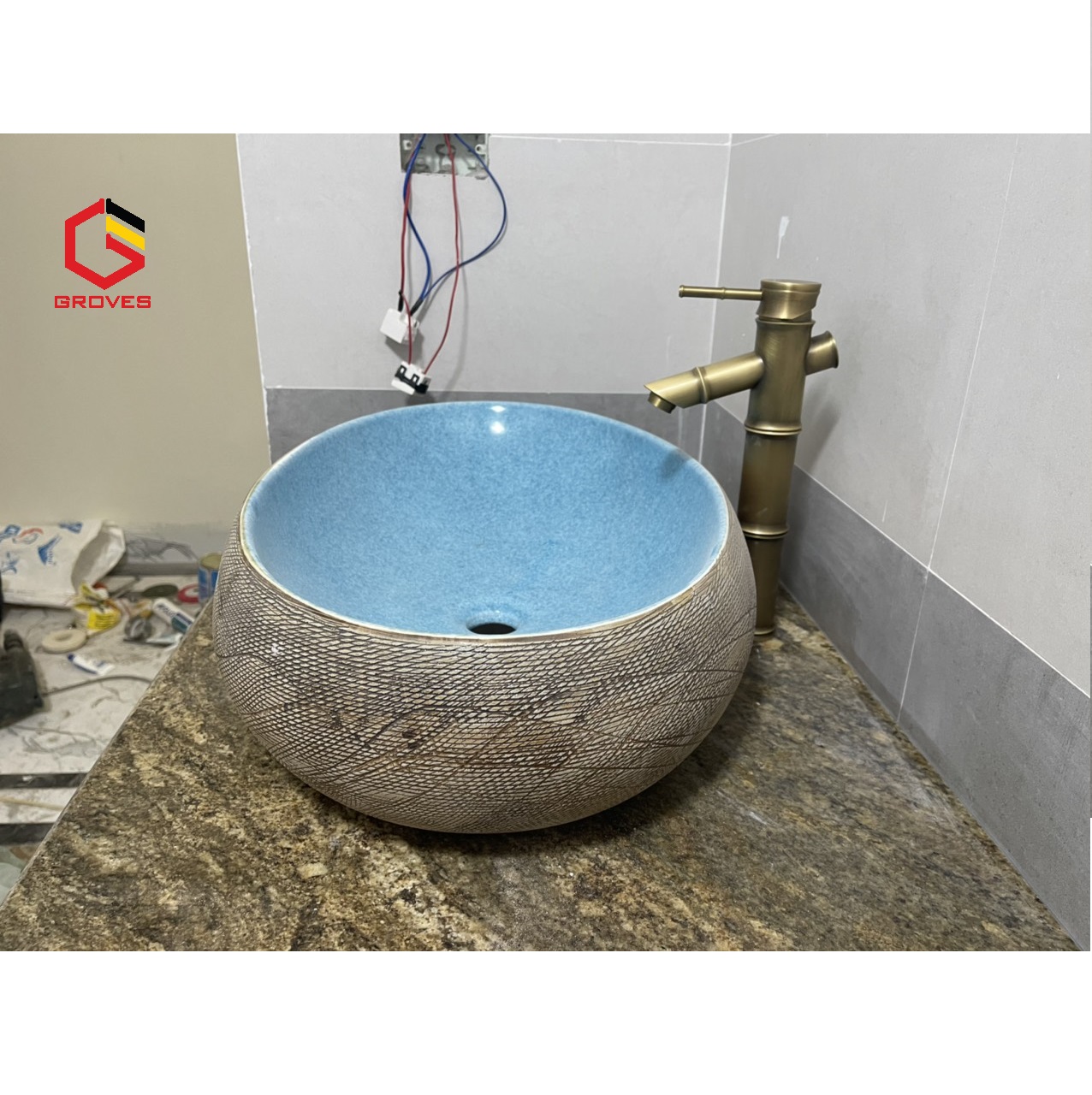 CHẬU LAVABO ELIP, CHẬU RỬA MẶT XANH NGỌC BÍCH GRVL 8126