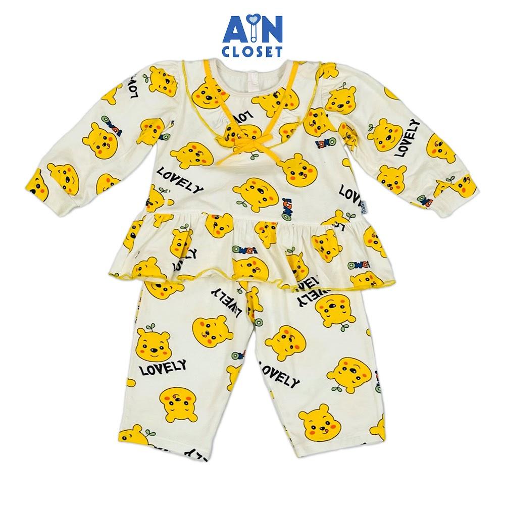Bộ quần áo Dài bé gái họa tiết Gấu Pooh Vàng Thun cotton - AICDBGCFG4WO - AIN Closet