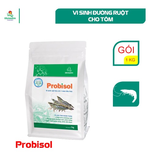 Probisol - Vi sinh cho tôm, cân bằng hệ vi sinh đường ruột, ức chế sự phát triển của vi khuẩn gây bệnh, tăng sức đề kháng, giúp tôm khỏe mạnh, tăng trọng nhanh, gói 1kg, sản phẩm Vemedim