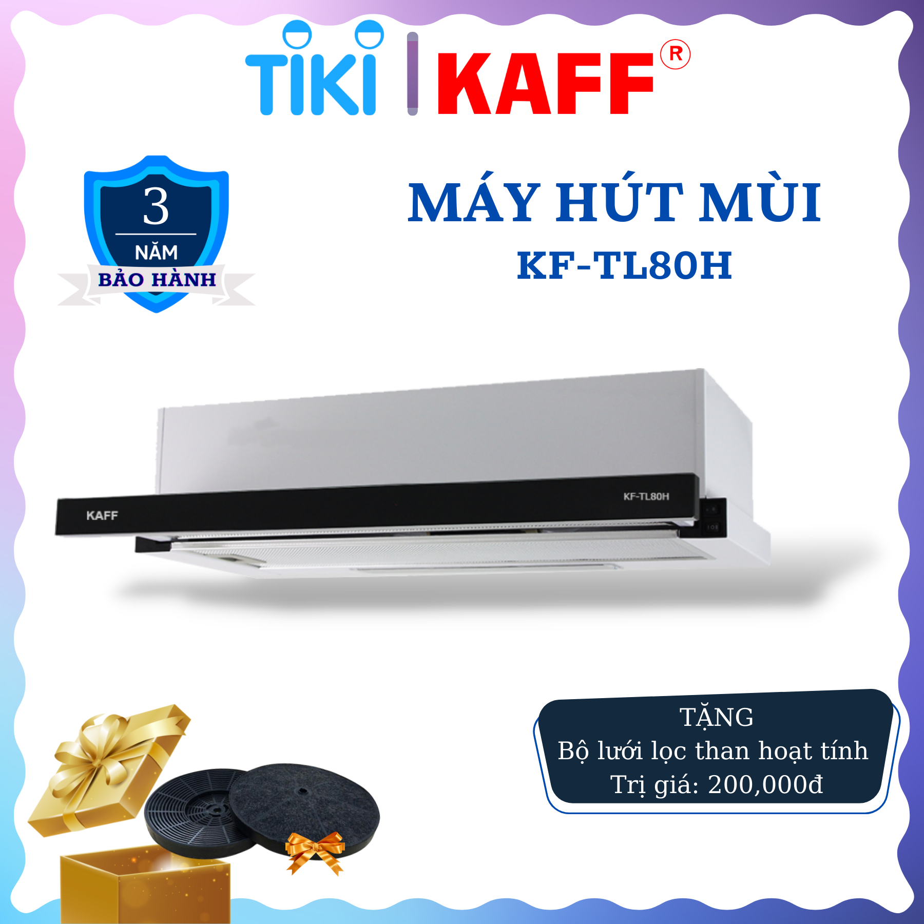 Máy hút mùi âm tủ inox phối kính 800mm KAFF KF_TL80H Tặng bộ lọc than thay thế _ Hàng Chính Hãng