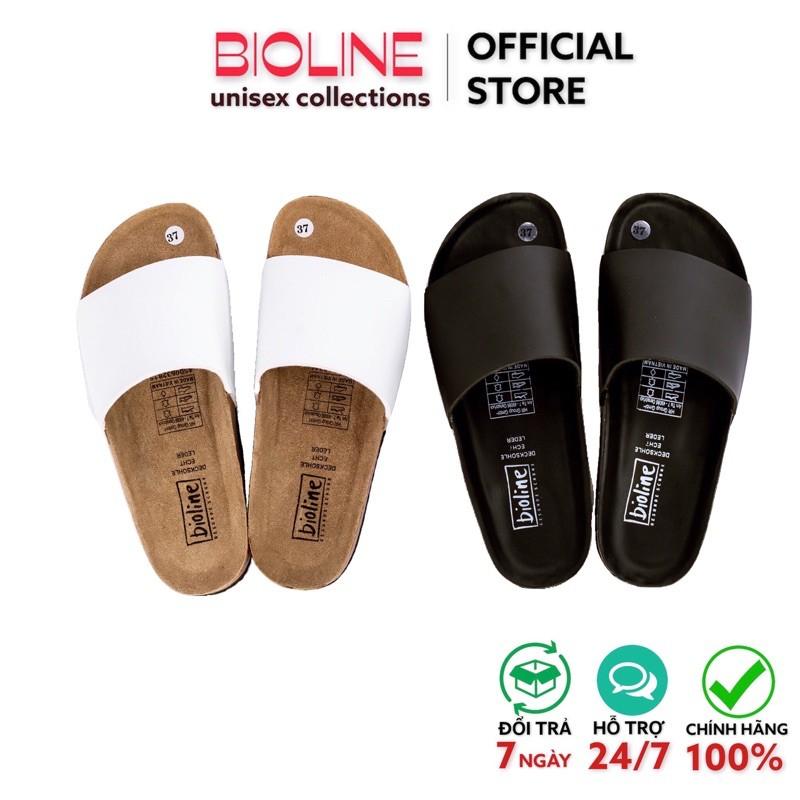 Dép da birken đế trấu Bioline quai ngang bản lớn da pu cao cấp chống nước P05 - Bioline Official