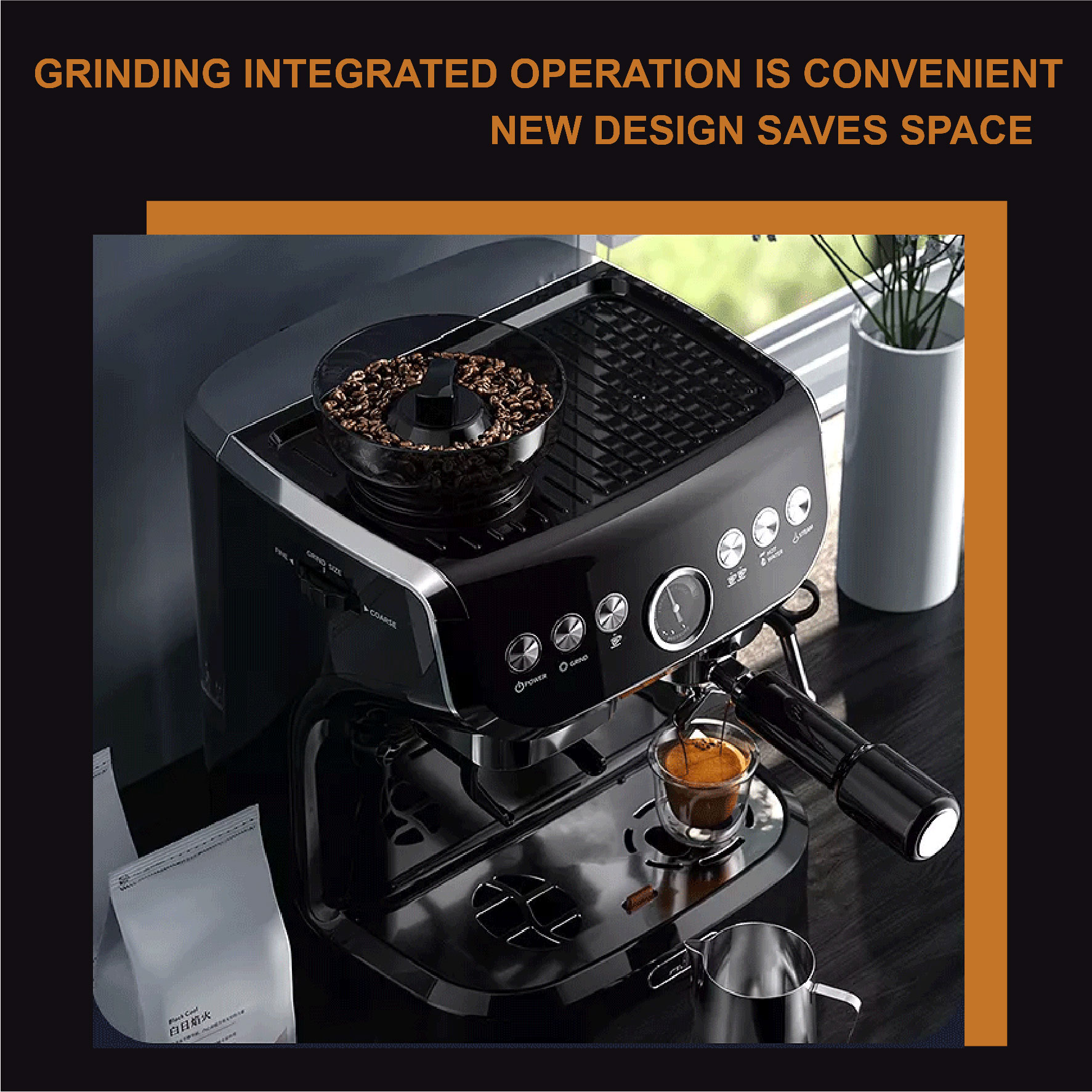 Máy pha và kết hợp máy xay cà phê hạt Mishio MK-329 chuyên nghiệp cho quán - Hàng chính hãng