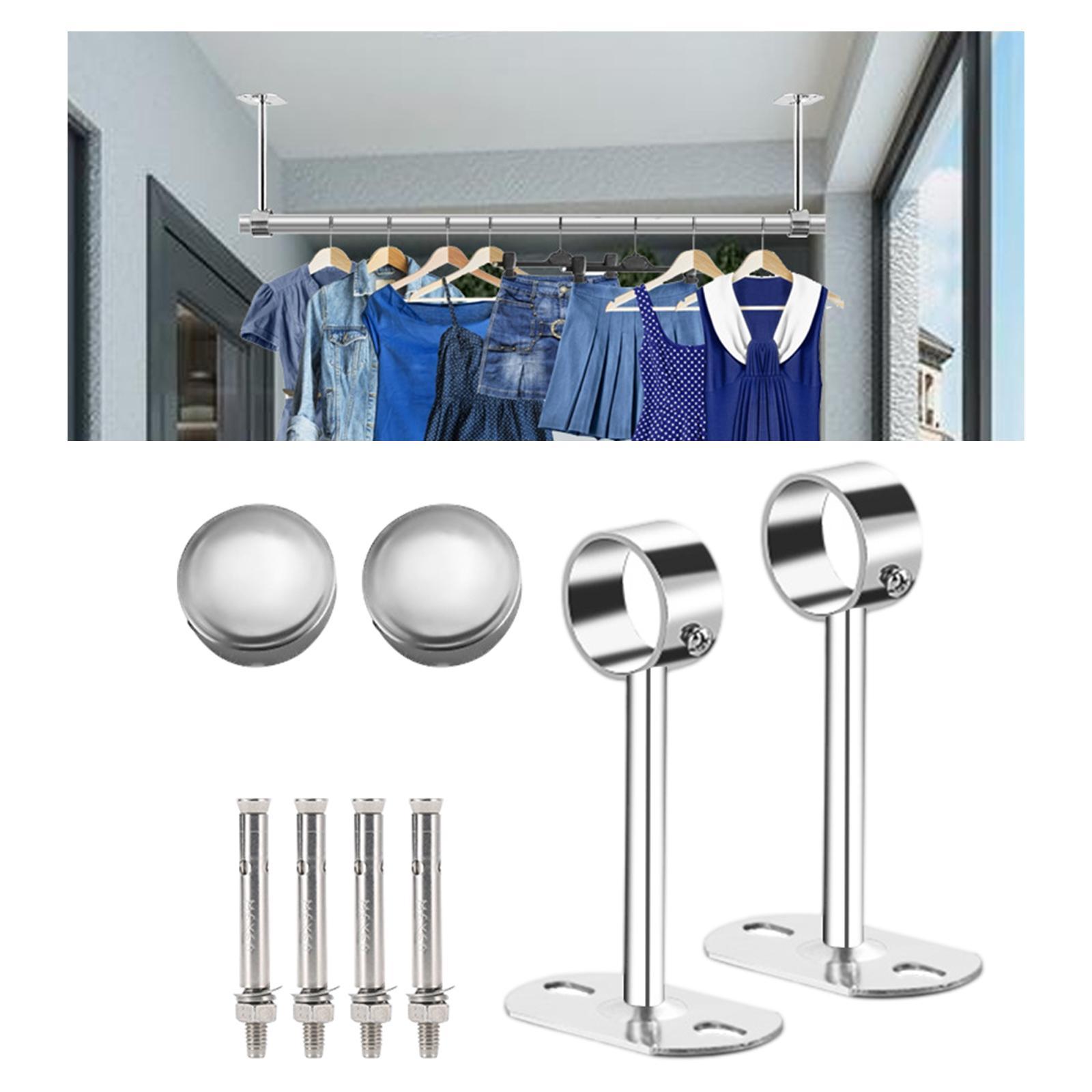 Wardrobe Hanger Pipe Bracket 25mm Dia Clothes Rails Home Use Shower Closet