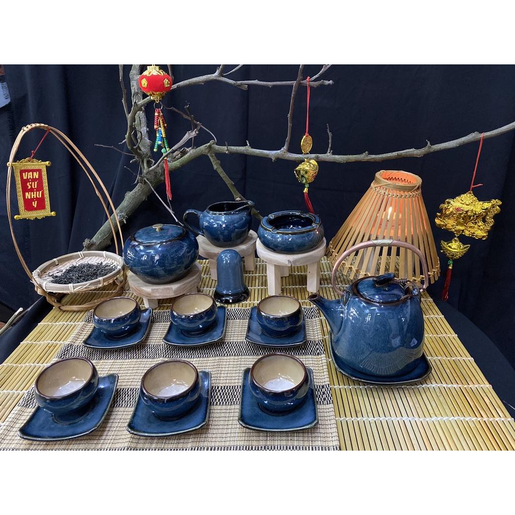 Bộ ấm chén siêu men hỏa biến - Gốm Bát Tràng - Làng Gốm