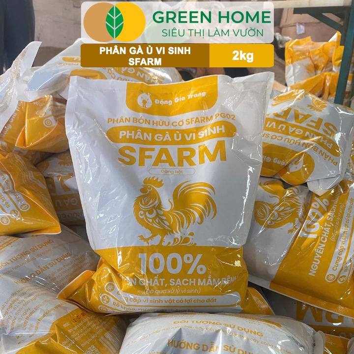 Phân Gà Ủ Vi Sinh Sfarm Greenhome, Bao 2kg, Cải Tạo Đất, Tăng Sức Đề Kháng, Tăng Năng Suất Cây Trồng