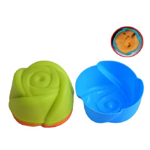 Set 10 khuôn cupcake silicon làm bánh làm rau câu Hoa Hồng 7 cm
