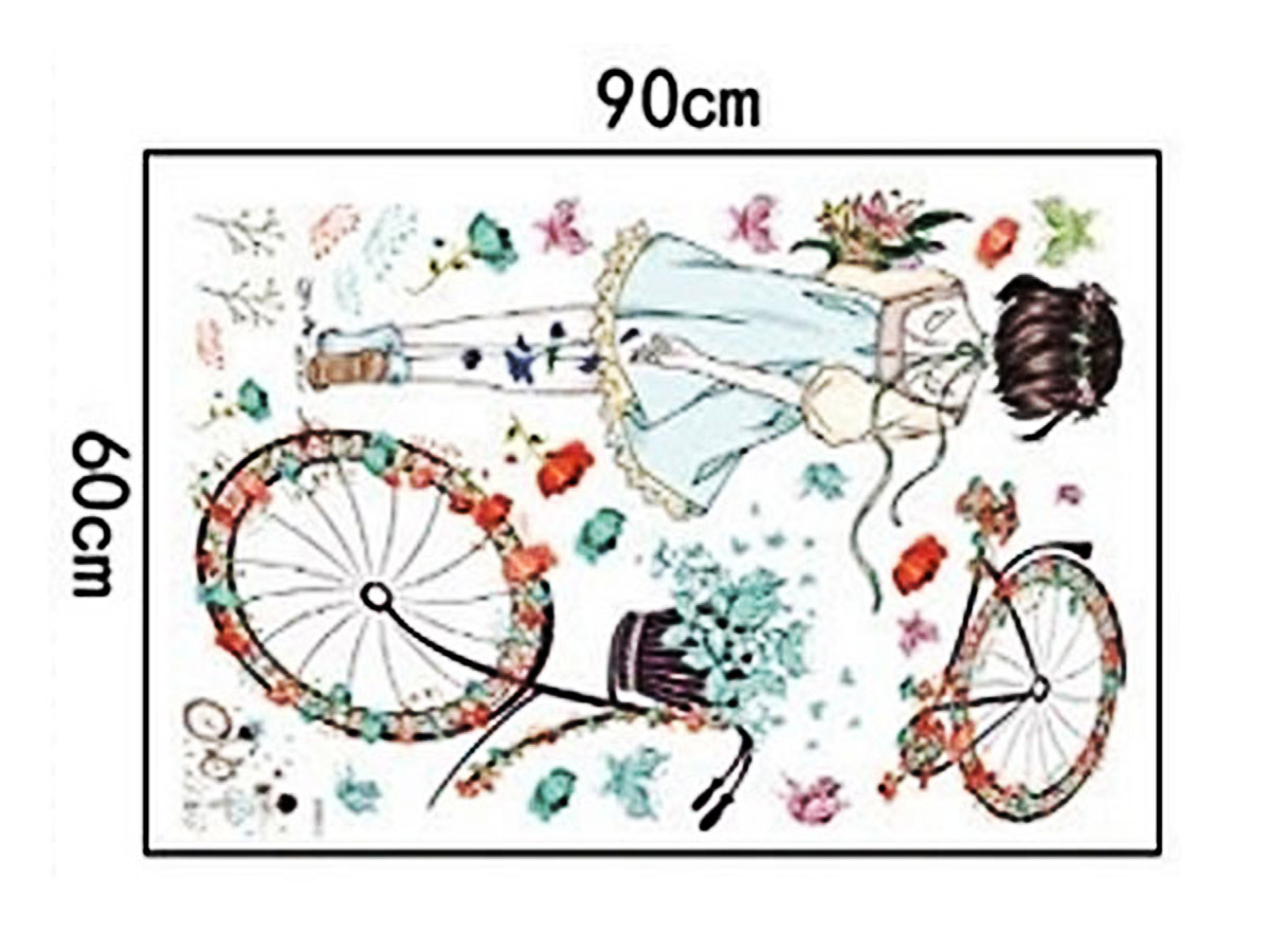 Decal dán tường cô gái quay lưng xe đạp