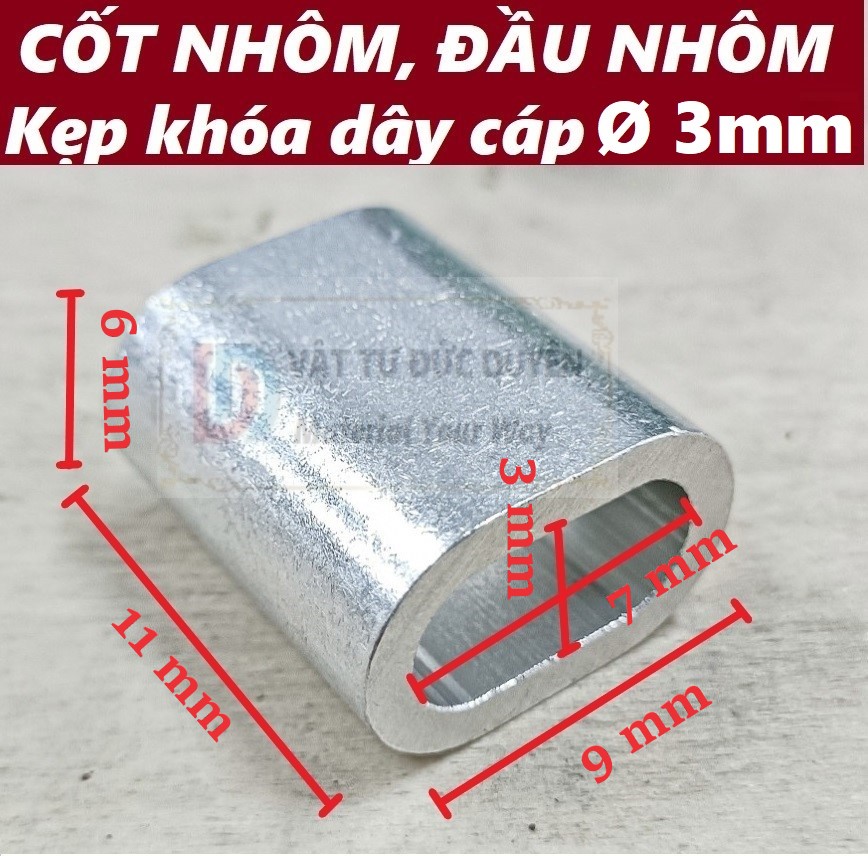 Cốt nhôm đầu nhôm khóa dây cáp [ Ø 3mm ]