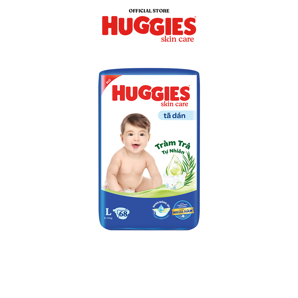 Tã/bỉm dán Huggies Skincare Super Jumbo M76/L68/XL60/XXL54