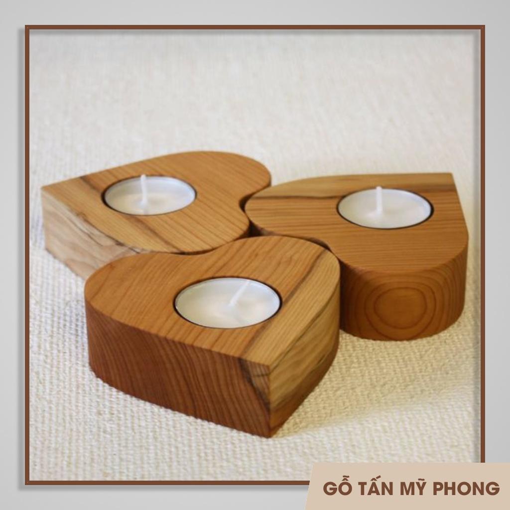 Đế nến gỗ HANDMADE decor để bàn | NẾN tealight I Trang trí homestay - Hình chữ nhật