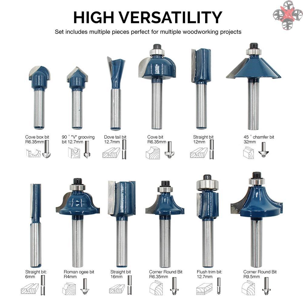 Set 15 Mũi Phay Gỗ 1 / 4 Inch Chuyên Dụng Cho Thợ Mộc
