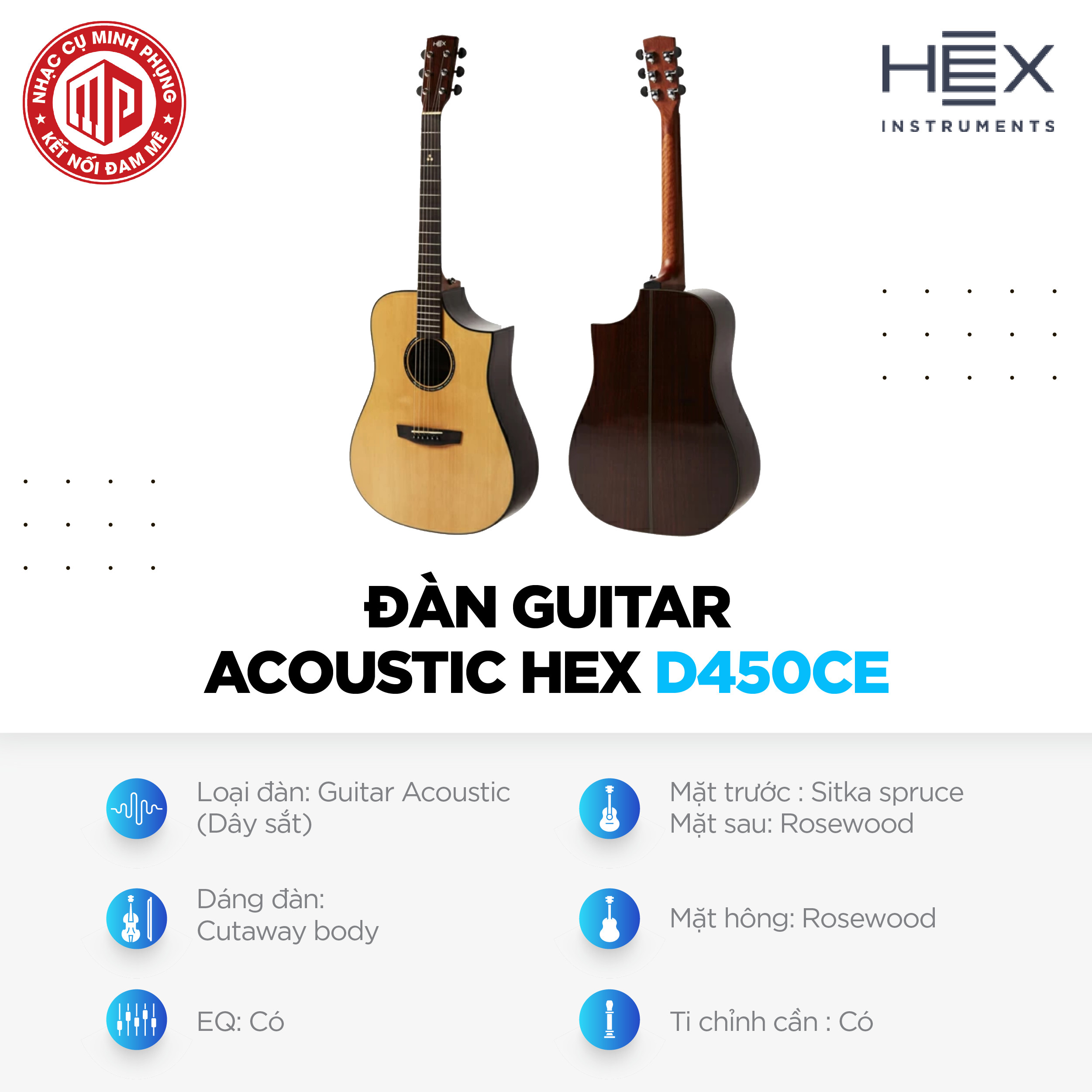 Đàn Guitar Acoustic Hex D450Ce - Hàng Chính Hãng | Kzm Kurtzman Official  Store | Tiki