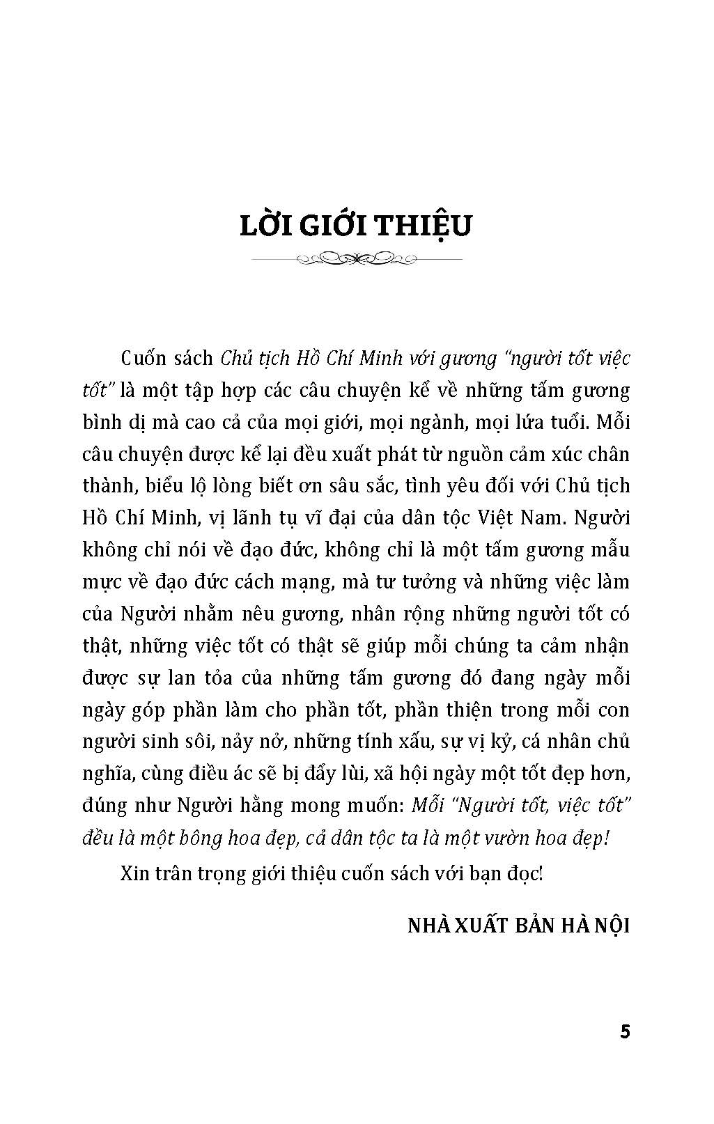 Chủ Tịch Hồ Chí Minh Với Gương Người Tốt, Việc Tốt