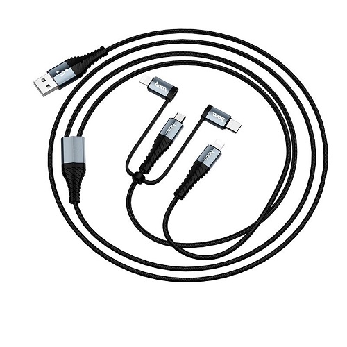 Cáp sạc nhanh Hoco đa năng 2 Lightning - Micro USB - Type C tương thích mọi thiết bị - Hàng chính hãng