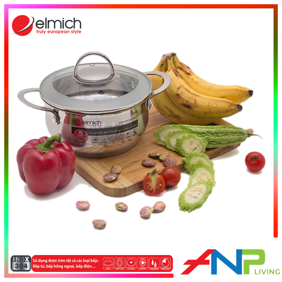 Bộ Nồi 5 đáy Inox 304 Elmich Celestine EL-3978 - Hàng Chính Hãng