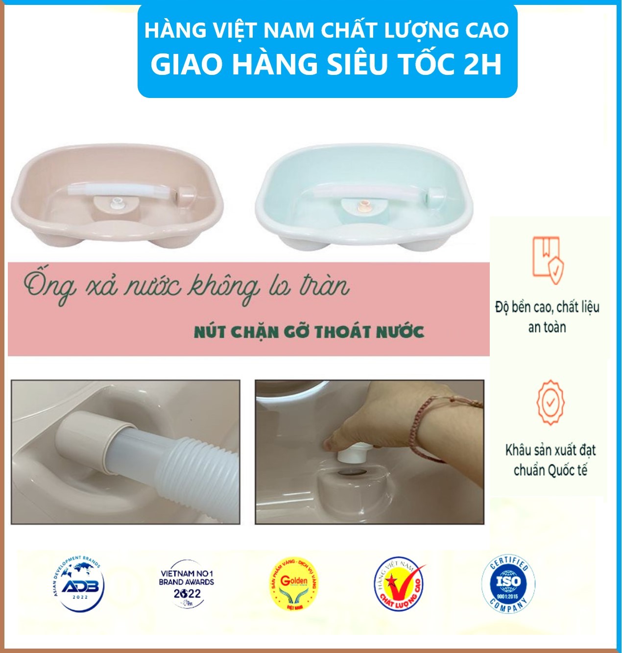 Chậu Gội Đầu Tại Gường Cho Người Già , Bà Bầu , Trẻ Nhỏ Nhựa Việt Nhật , Chậu Gội Đầu Nhựa Nguyên Sinh Đảm Bảo An Toàn Cho Bà Bầu Và Trẻ Em - Hàng Việt Nam ( Tặng kèm 5 khăn lau pakasa)