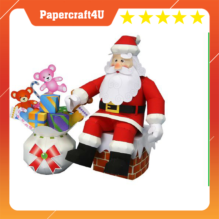 Mô hình giấy 3D Giáng sinh Ông già Noen Santa Claus Set ( in mực dầu)