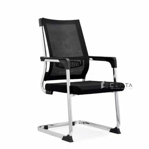 Ghế nhân viên lưng trung lưng lưới CV4555-M Nội thất Capta Ghế phòng họp lưng lưới nệm vải khung nhựa và thép mạ chrome office chair