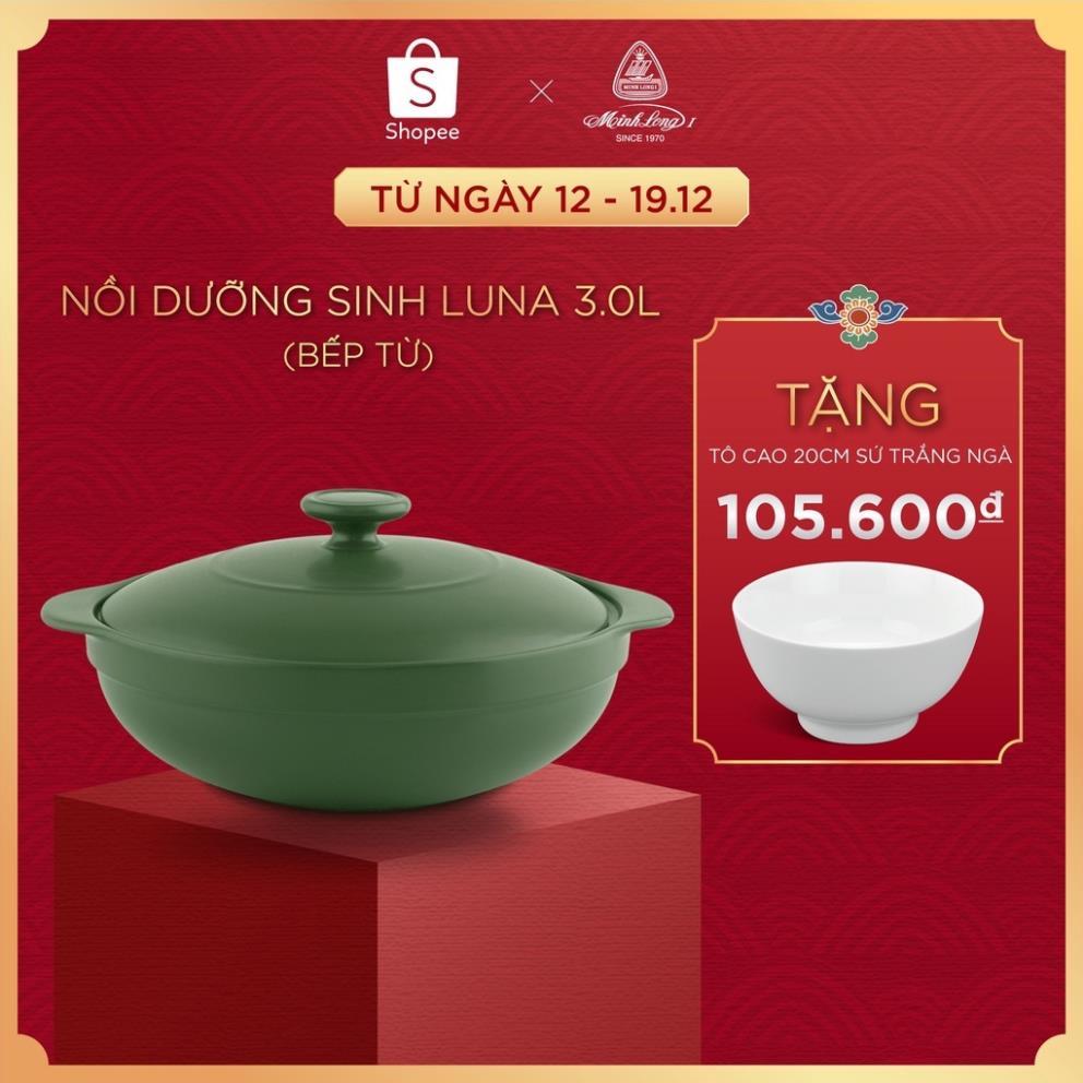Nồi sứ dưỡng sinh Minh Long Luna 3.0 L dùng cho bếp từ