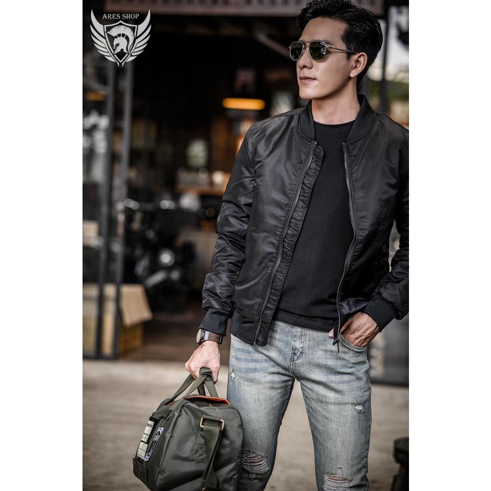 Áo Khoác Bomber basic slimfit chất liệu vải polyester lụa cao cấp sang trọng- ARES SHOP