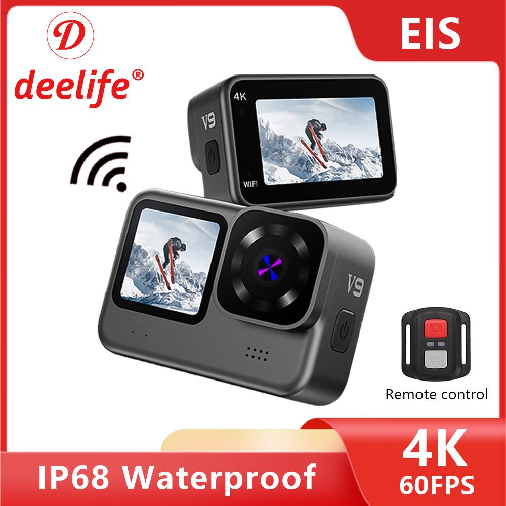 Deelife Action Camara 4K 60FPS Ổn Định WiFi Chống Thấm Nước Cho Mũ Bảo Hiểm Xe Máy Camara Thể Thao