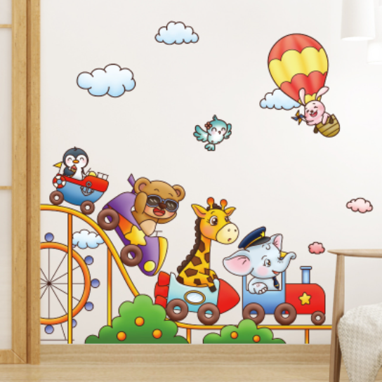 Decal trang trí tường - Đoàn tàu lửa thú cưng