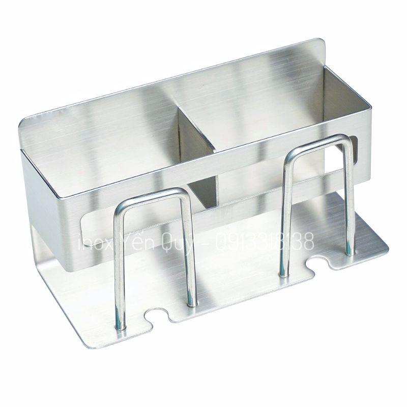 KỆ CẮM BÀN CHẢI KEM ĐÁNH RĂNG DÁN TƯỜNG INOX304