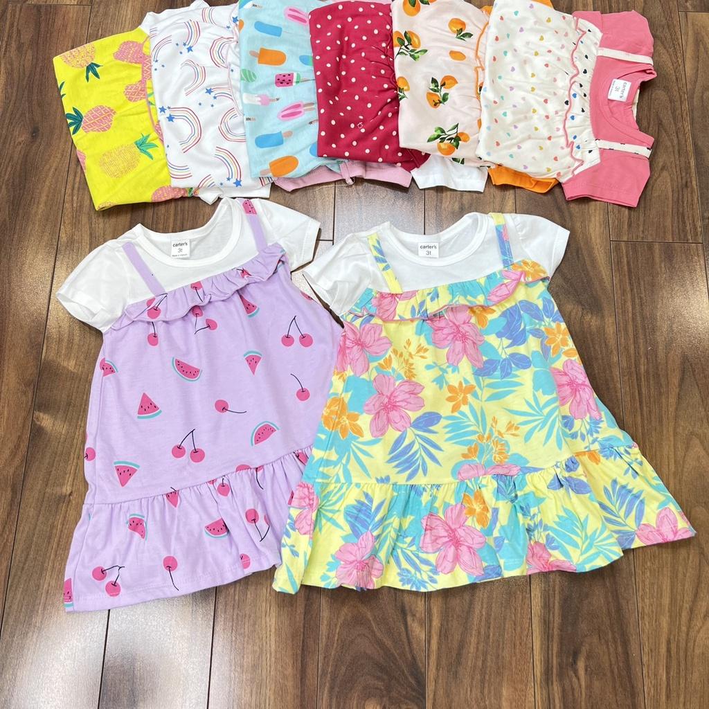 Đầm váy babydoll mùa hè cho bé gái size 5-18kg chất thun cotton mềm mịn mát