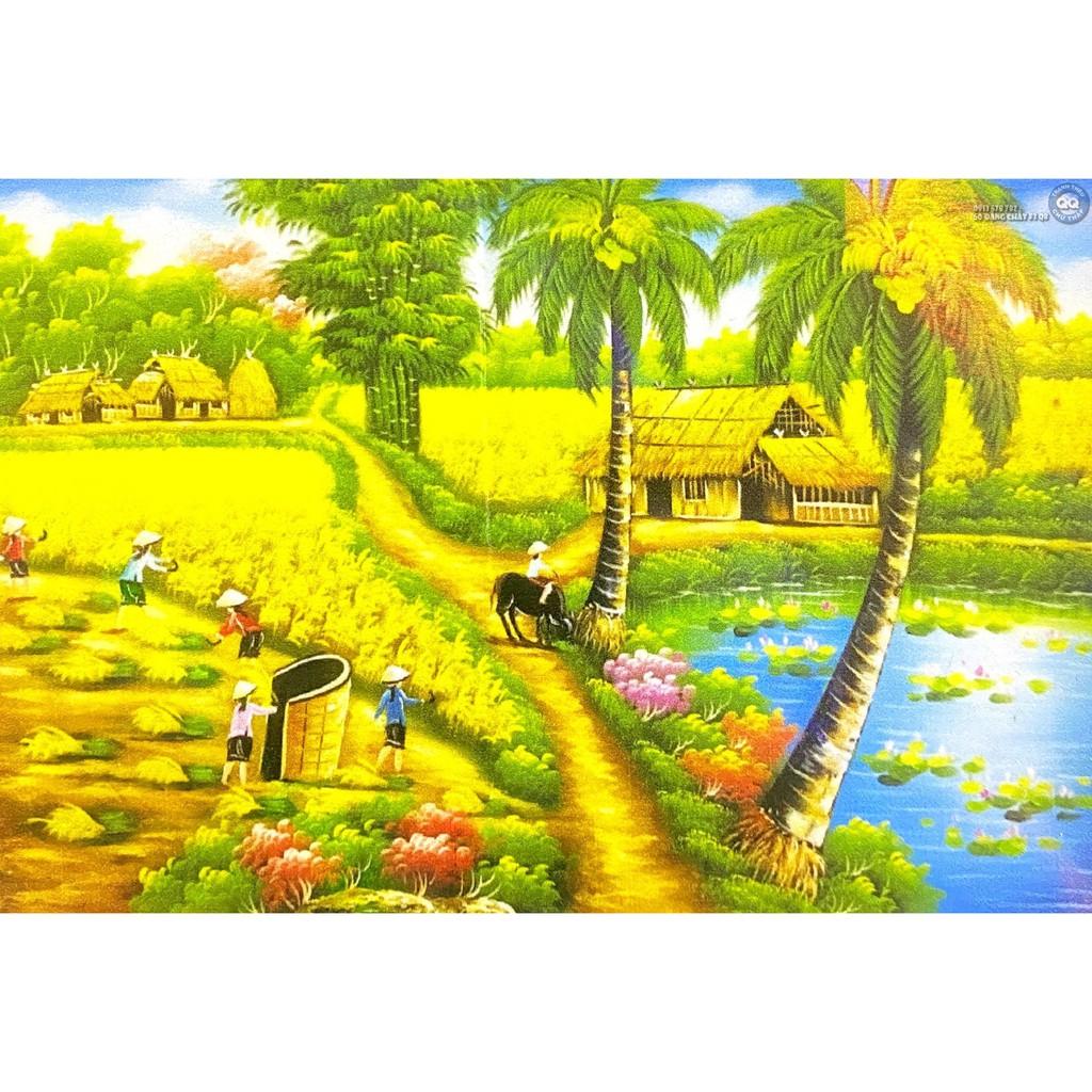 100*69CM TRANH ĐÁ PHONG CẢNH LÀNG QUÊ TRANH ĐÍNH ĐÁ CHƯA ĐÍNH LG1120 88653