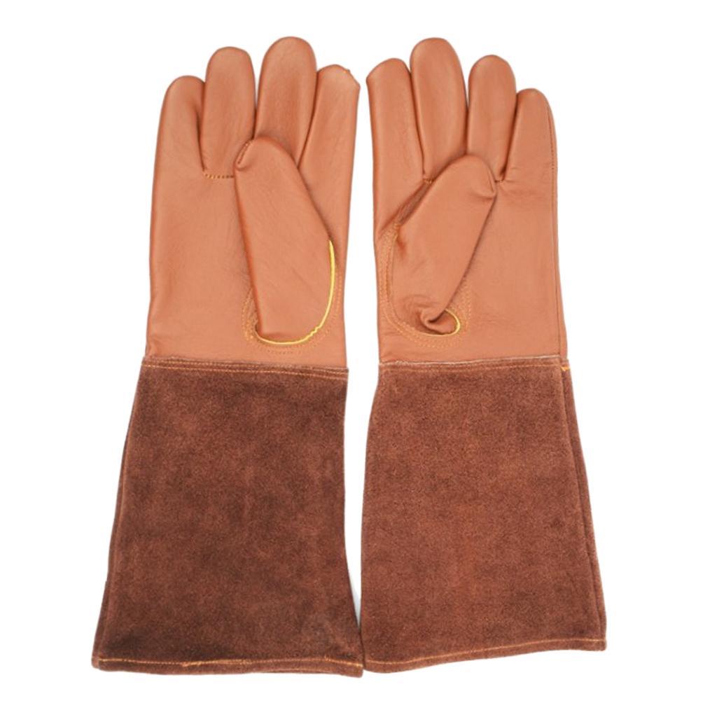 2 Pairs Leather Work Gloves Thorn  Cowhide Gardening Gloves for Men Women
