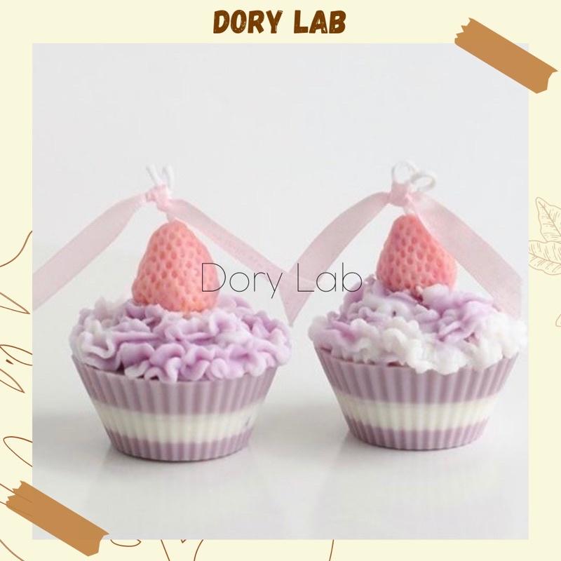 Nến Thơm Cupcake Quả Dâu Tây Handmade Không Khói, Phụ Kiện Decor, Quà Tặng - Dory Lab