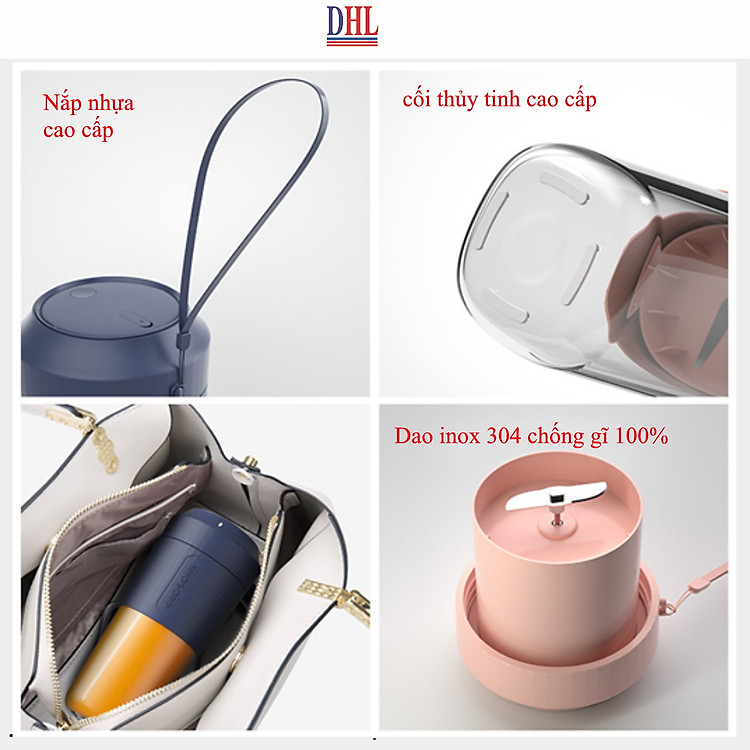 Máy Xay Sinh Tố Cầm Tay Juice Cup 6 lưỡi dao, dung tích 450ML, Dung Lượng Pin 300Mah hàng chính hãng