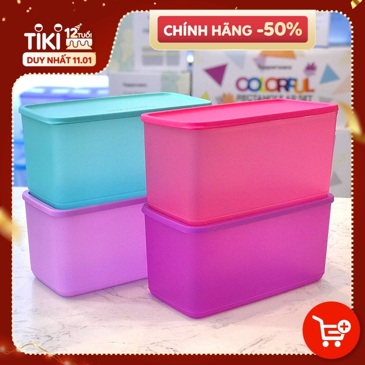 Tupperware Bộ Trữ Mát Funtastic Four (4 hộp size lớn 3.1L) Mẫu Mới