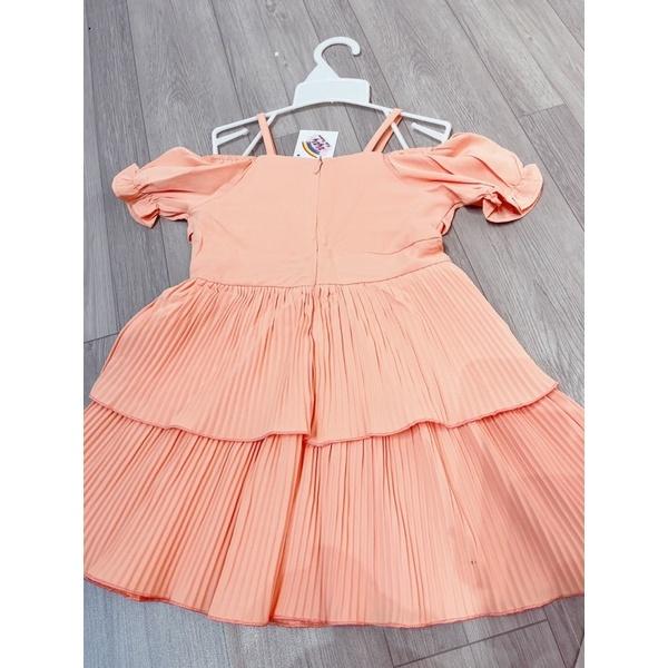 Đầm bé gái, váy bé gái nơ hồng dập ly thời trang VyVy Kids Fashion