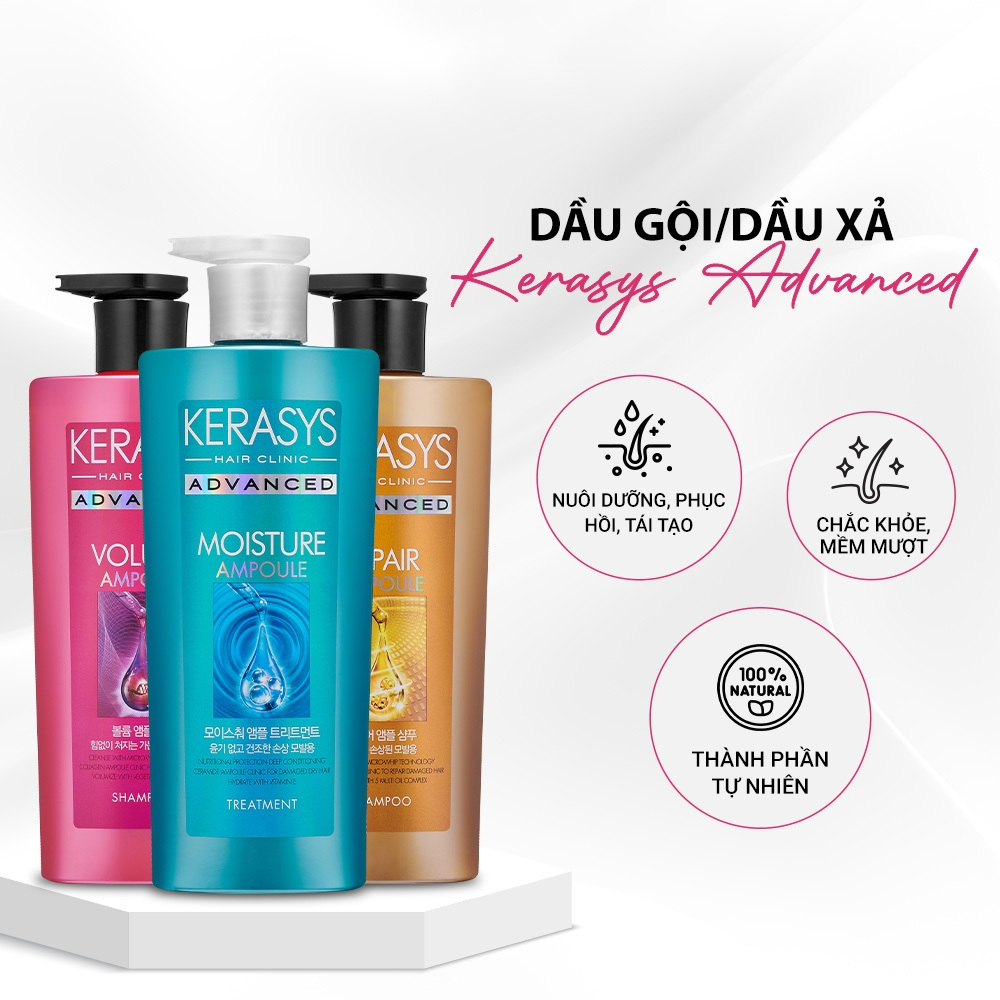 Dầu gội xả dưỡng ẩm Cao Cấp Kerasys Advanced Moisture Hàn Quốc 600ml