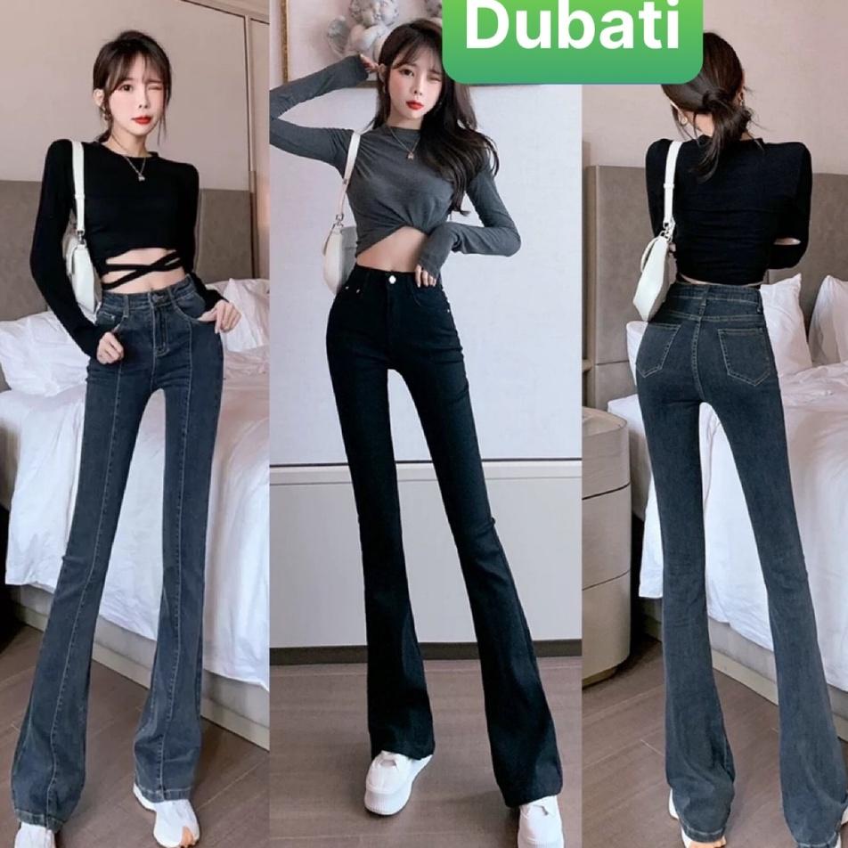 QUẦN JEAN NỮ CHẤT BÒ ỐNG LOE DÁNG DÀI DẬP GÂN LƯNG CAO NÂNG MÔNG DÁNG CAO NGỌC NGÀ HOT TREND MÙA HÈ - DUBATI FASHIO