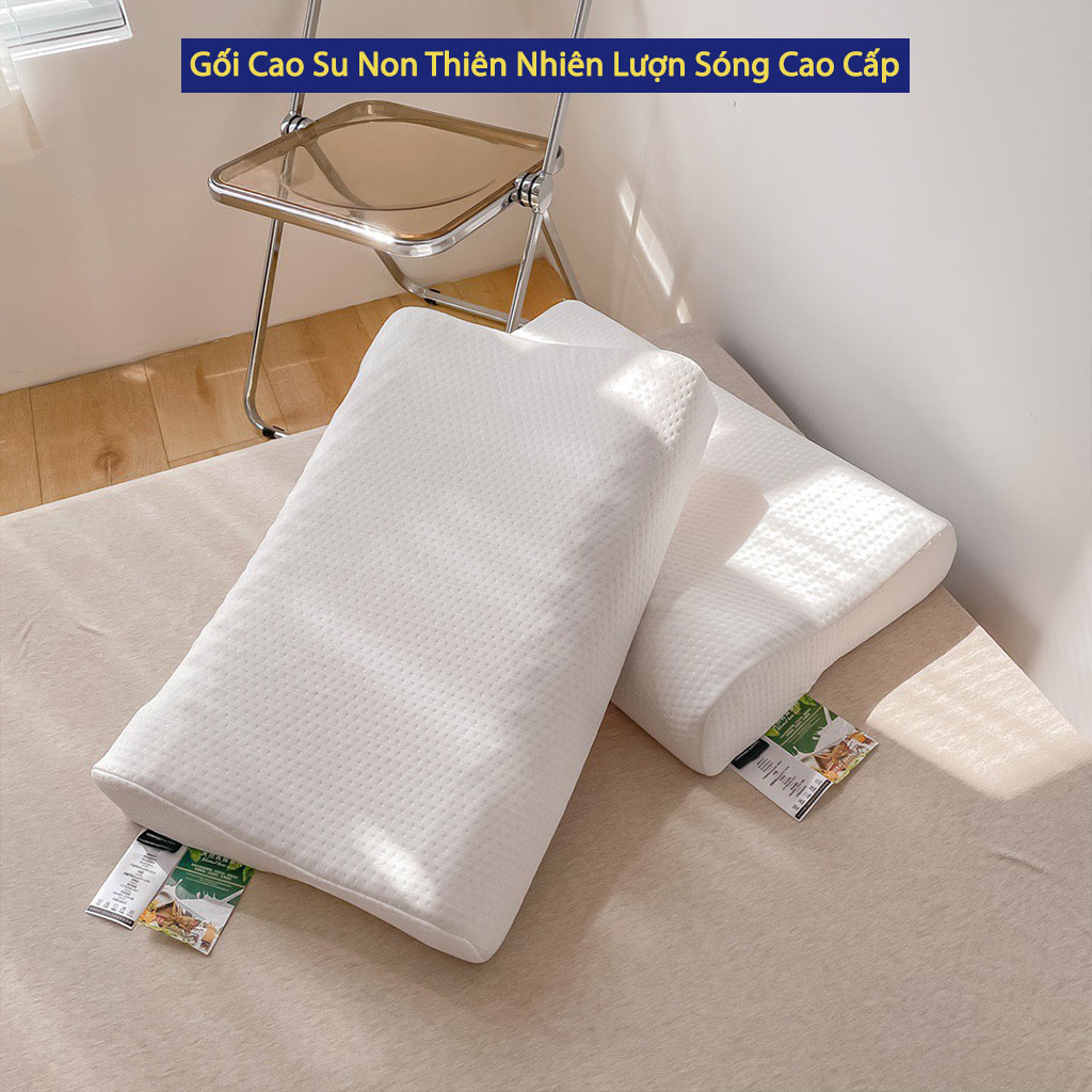 Gối Cao Su Non Tự Nhiên Lượn Sóng Không Áp Suất Người Lớn Chống Đau Cổ Vai Gáy