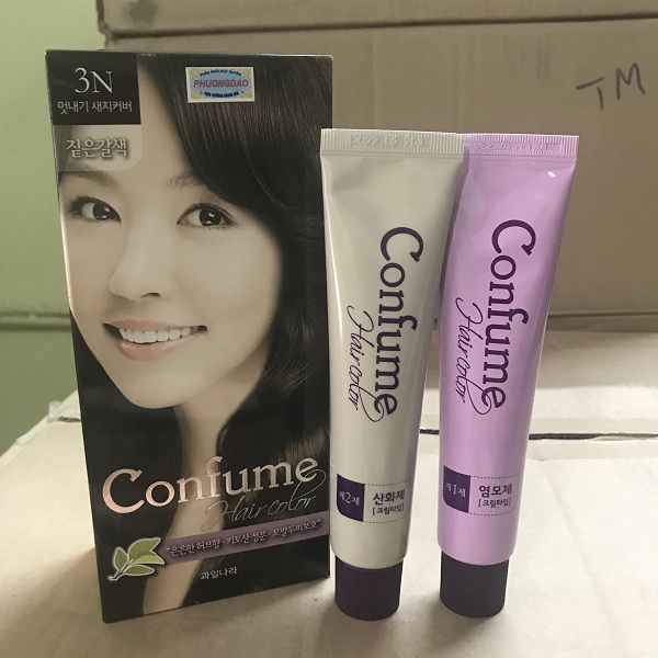 Nhuộm thảo dược phủ bạc thời trang màu nâu đen (Hàn Quốc) Welcos confume hair color 3N 2 x 60g