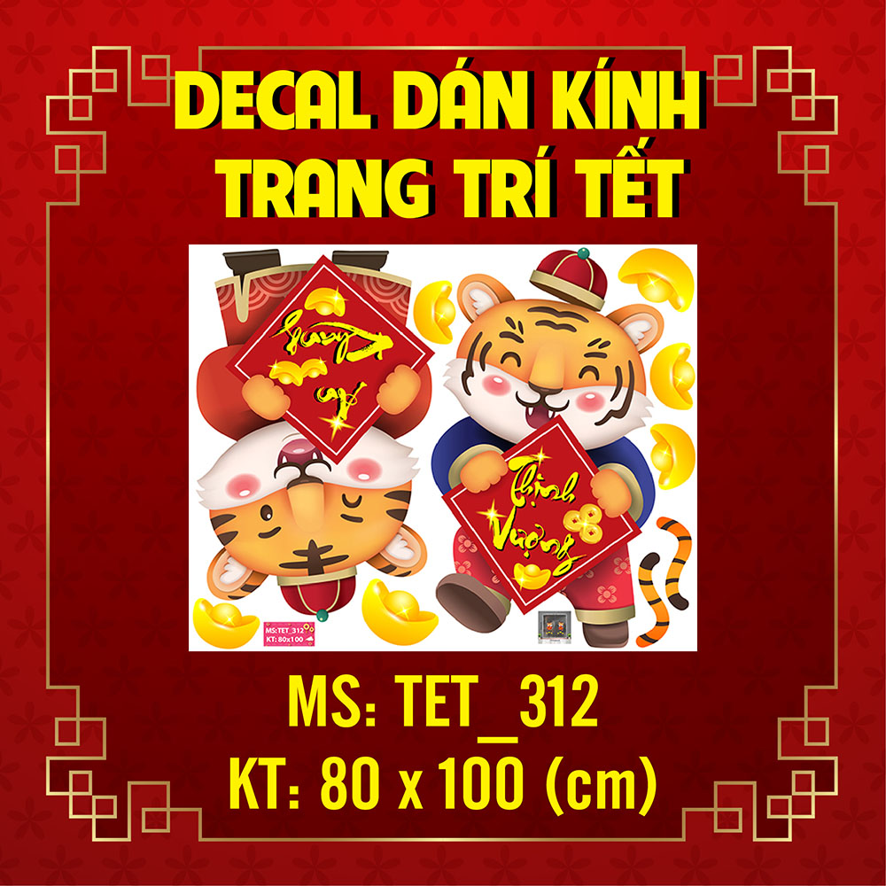 DECAL TRANG TRÍ TẾT NGUYÊN ĐÁN 2022 HỔ AN KHANG, HỔ THỊNH VƯỢNG