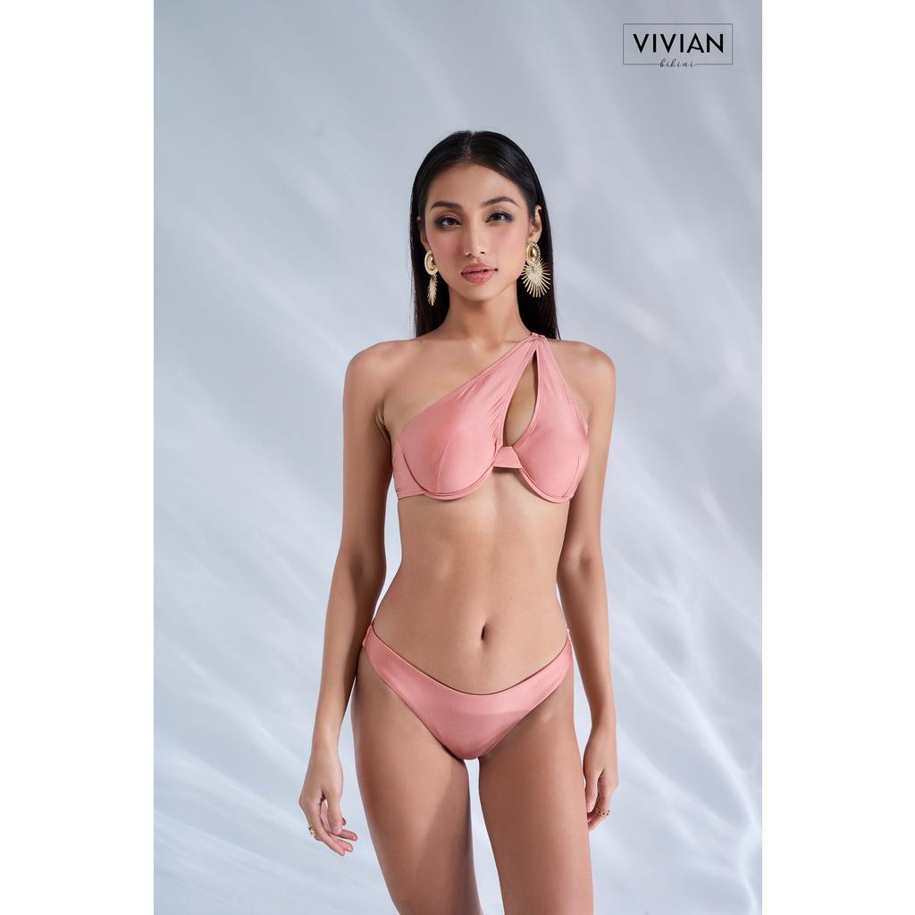 Đồ bơi nữ cao cấp  dạng hai mảnh áo gọng phối váy cover cách điệu - NUDE - VS176_NUDE