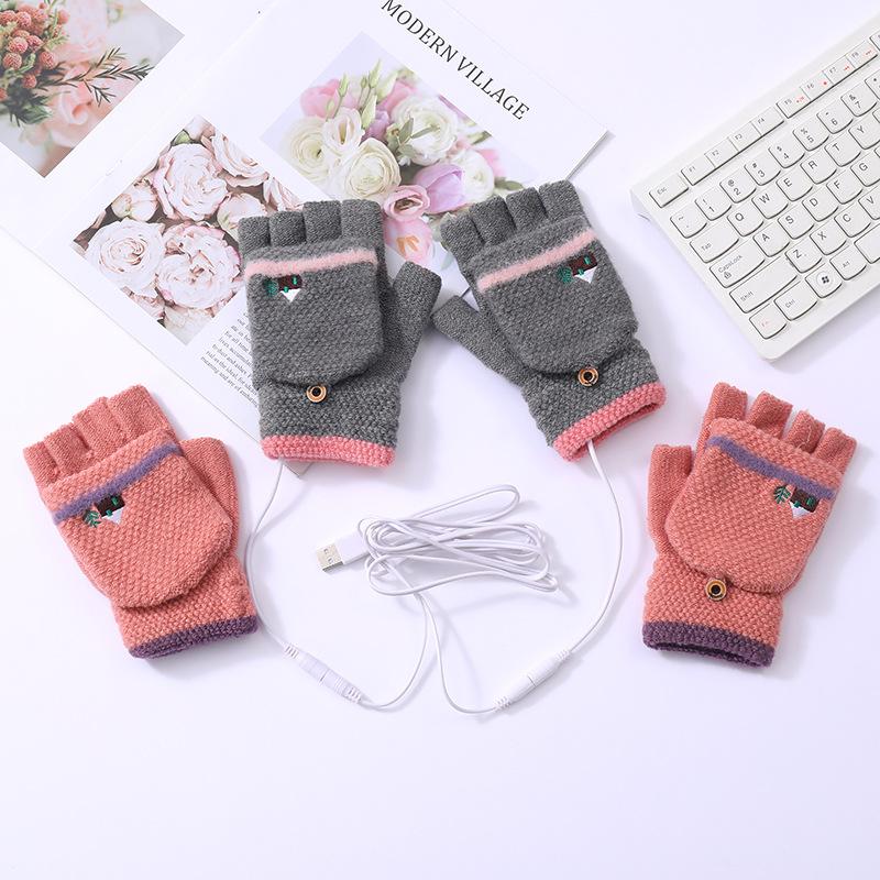 Găng tay nóng USB, tay nóng không có ngón tay không sưởi ấm tay ấm hơn, găng tay ấm áp hai mặt, găng tay ấm, máy tính xách tay ấm áp