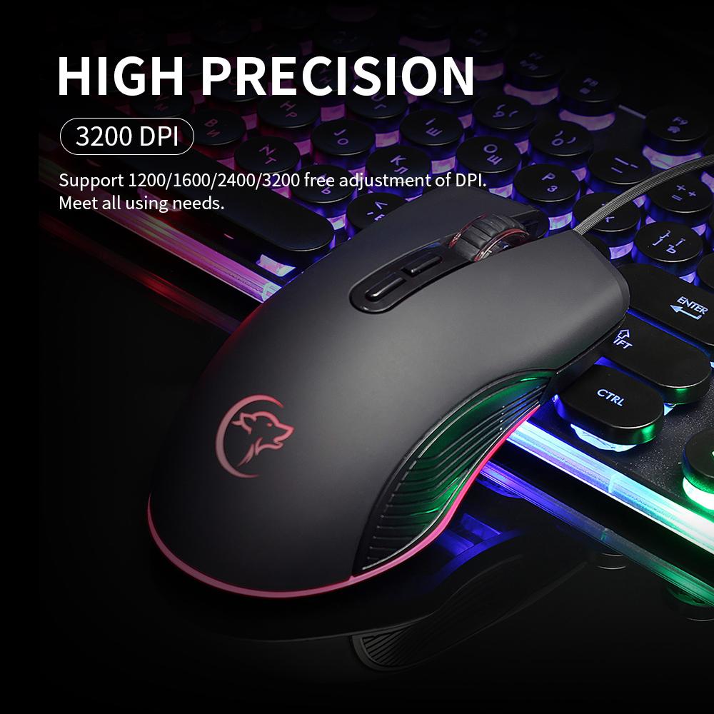 Chuột chơi game có dây YWYT G830 Chuột với 4 DPI có thể điều chỉnh Ánh sáng đầy màu sắc cho máy tính xách tay PC Màu đen