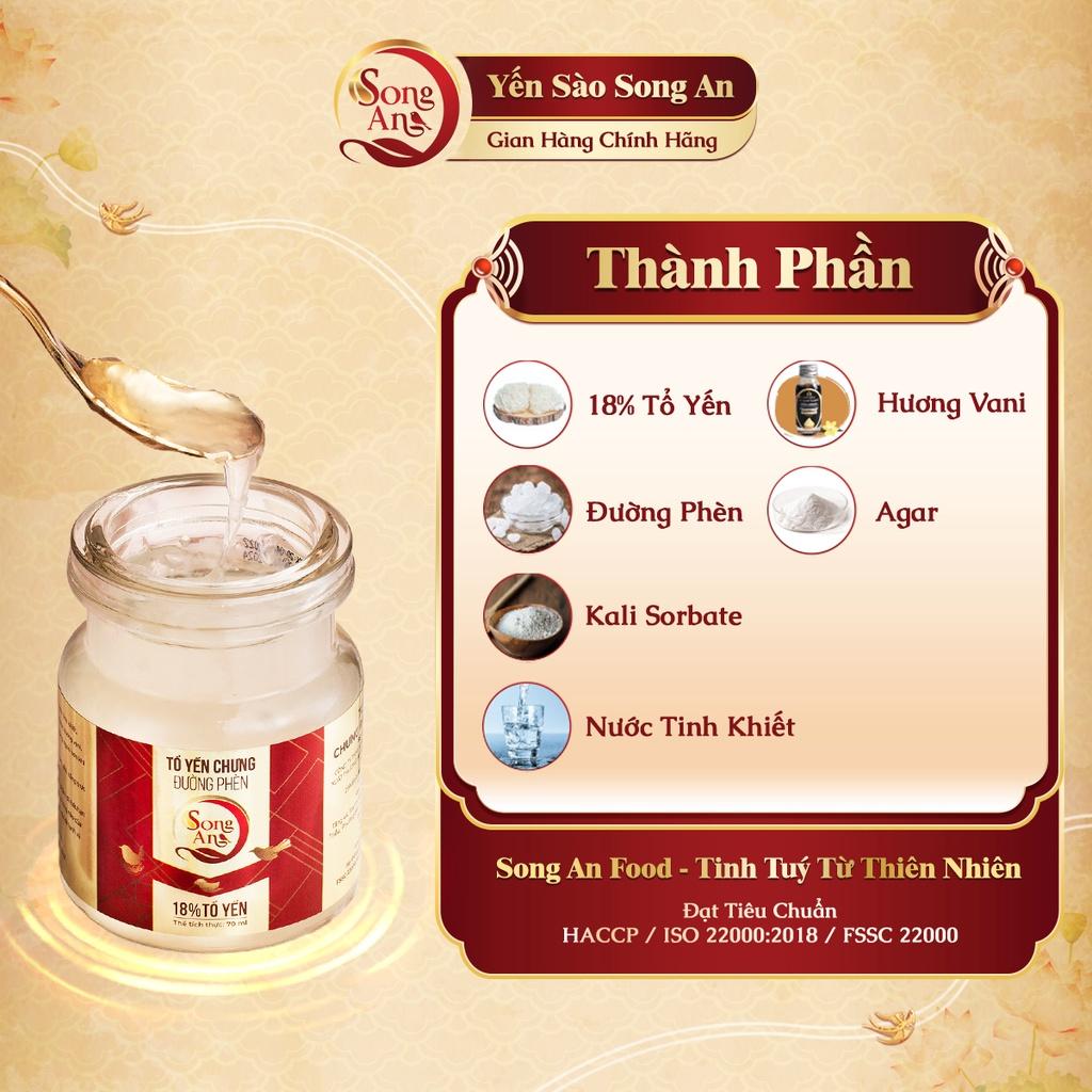 Yến chưng sẵn, Lốc 6 hũ tổ yến chưng đường phèn Song An Food hũ 70ml bổ sung dưỡng chất bồi bổ sức khỏe