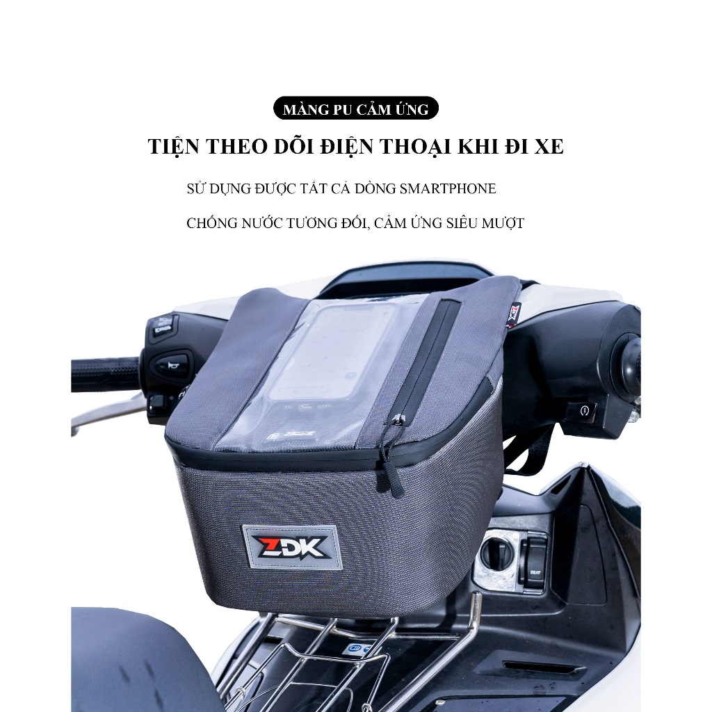 Túi treo đầu xe máy ZDKO - Túi đựng điện thoại cảm ứng bản mới nâng cấp cho shipper có lỗ sạc