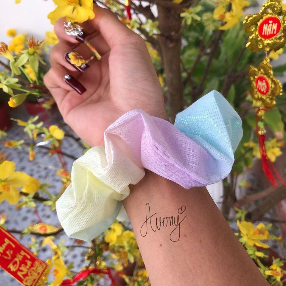 Cột tóc Scrunchie - Cột màu cầu vòng- vải loang